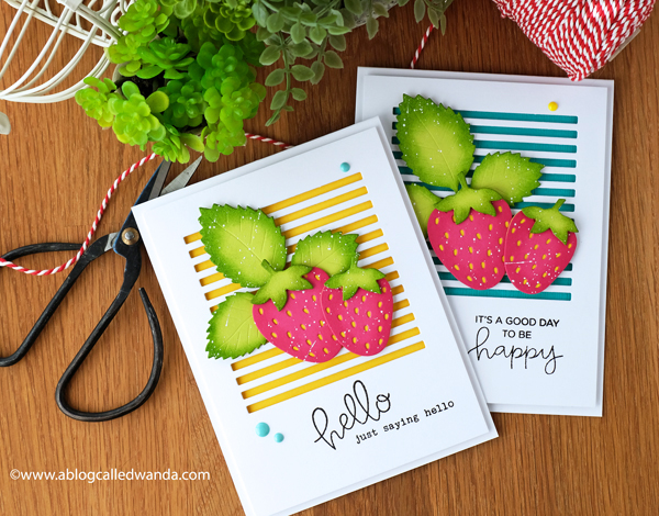 Elizabeth Crafts Strawberries dies. Hello Bluebird stamps. Ellen Hutson Skinny Stripes dies.