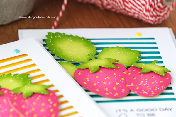 Elizabeth Crafts Strawberries dies. Hello Bluebird stamps. Ellen Hutson Skinny Stripes dies.