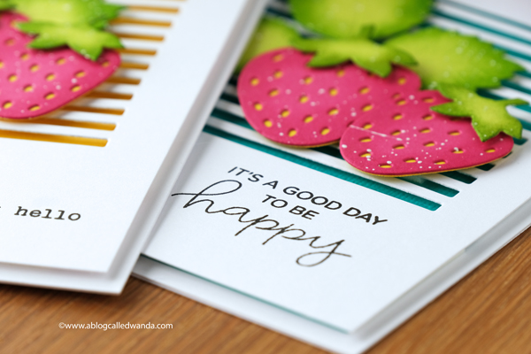 Elizabeth Crafts Strawberries dies. Hello Bluebird stamps. Ellen Hutson Skinny Stripes dies.