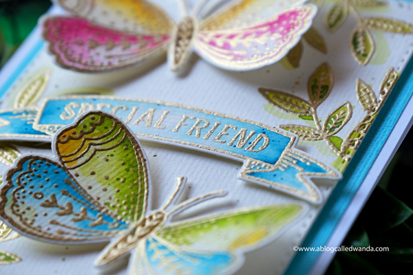 Penny Black stamps and dies. Butterfly card with watercolors