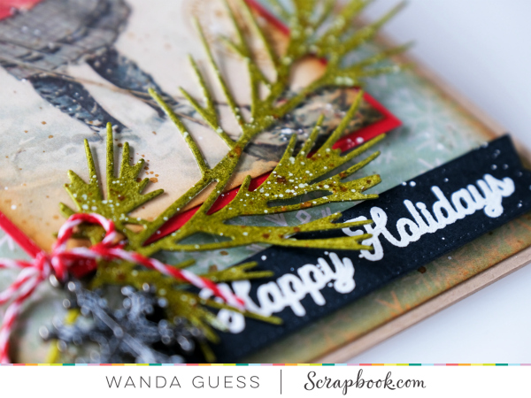 Scrapbook.com Christmas in July. New release Christmas stamps. Vintage Christmas card. Authentique Paper. Wanda Guess