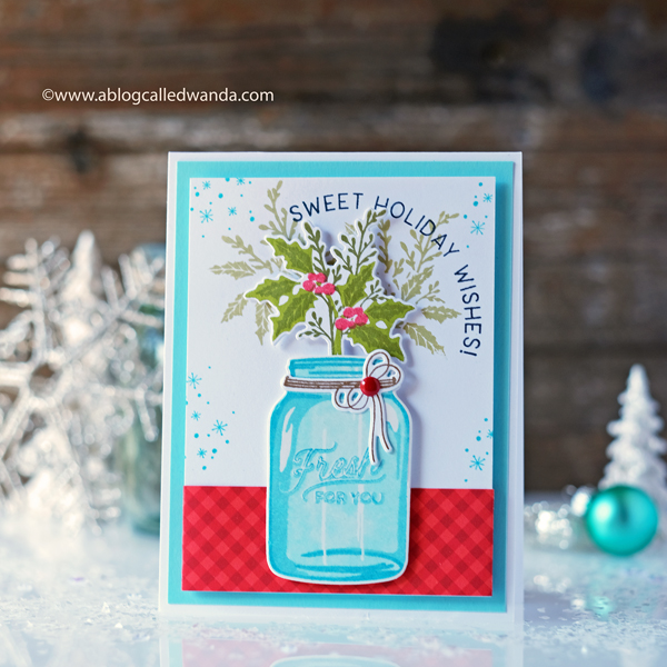 The Greetery Budding Beauties mason jar christmas card. stamps and dies. wanda guess The Greetery Budding Beauties mason jar christmas card. stamps and dies. wanda guess