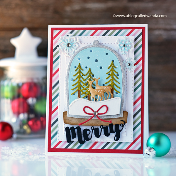 Spellbinders winter card. Snow globe card with die cutting. Christmas card ideas