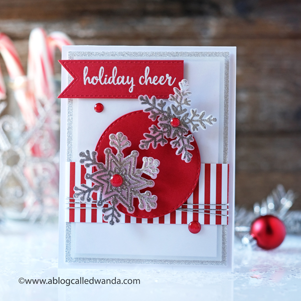 Reverse Confetti snowflakes stamps and dies. Handmade holiday winter christmas card. Nuvo embossing, Wanda Guess
