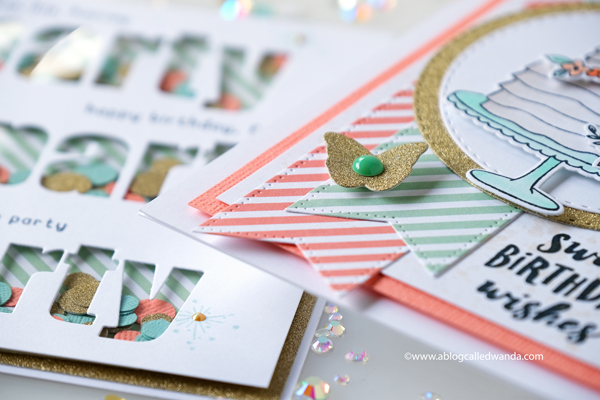 Reverse Confetti stamps and dies. Handmade birthday cards. Shaker Card. Copics. Wanda Guess