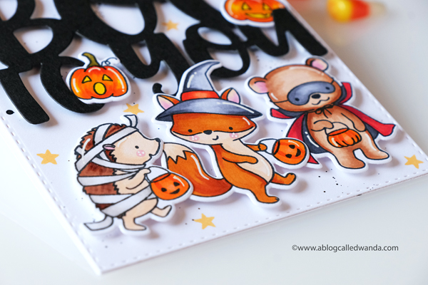 Hello Bluebird stamps. Little Haunters and Boo to you! Halloween Card ideas. Copics. Wanda Guess