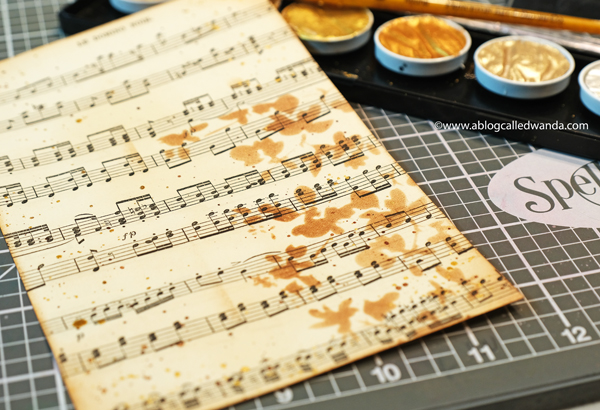 Tim Holtz Mini Clipboard Mixed Media Project. Supplies from Distress Ink, Ideaology, Wallpaper, Stencils. Wanda Guess. Vintage Music Sheets. Craft Ideas.