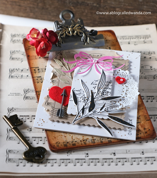 The Greetery Love Letters Collection. New release January 2020. Valentines cards mixed media stamping and die cutting. Wanda Guess