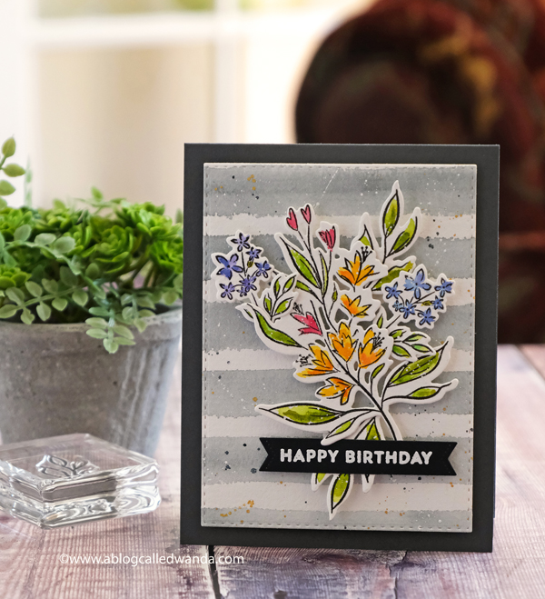 Betsy Veldman The Greetery new stamps Summer Sketches. Watercolor card by Wanda Guess