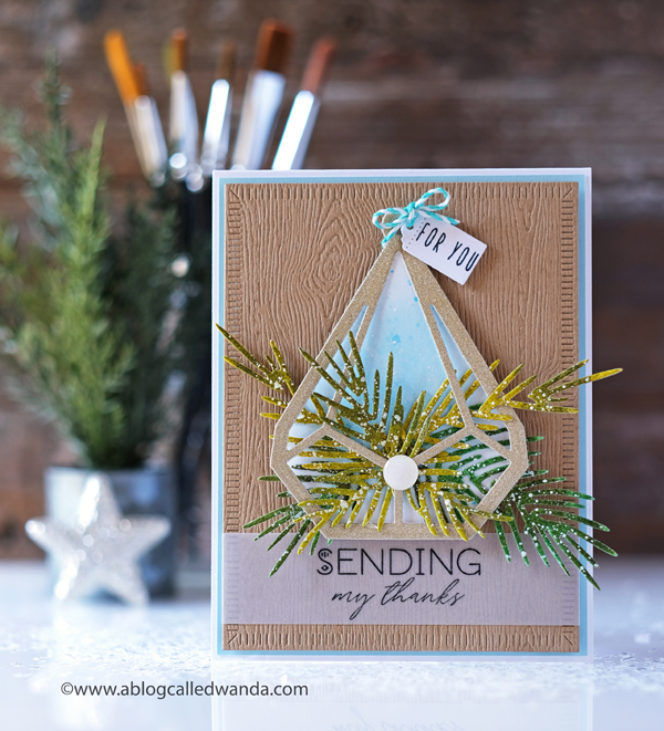 The Greetery Stamps and Dies. Project by Wanda Guess. Winter Thank You Card.