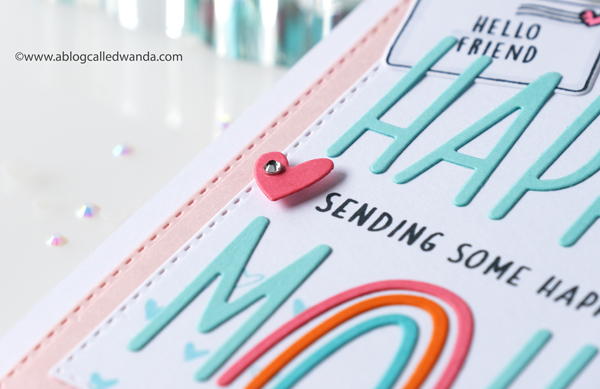 Concord & 9th Tall Type Alphabet. Happy Mail Card with rainbow and letters. Wanda Guess.