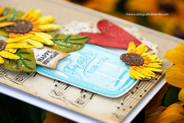 Betsy Veldman The Greetery Sunflower card. Distress Inks, Vintage card by Wanda Guess