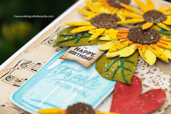 Betsy Veldman The Greetery Sunflower card. Distress Inks, Vintage card by Wanda Guess