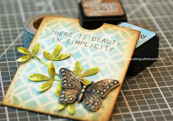 TIM HOLTZ SIZZIX WILDFLOWERS DIES. WATERCOLOR WITH DISTRESS INK. VINTAGE CARD. HANDMADE. WANDA GUESS