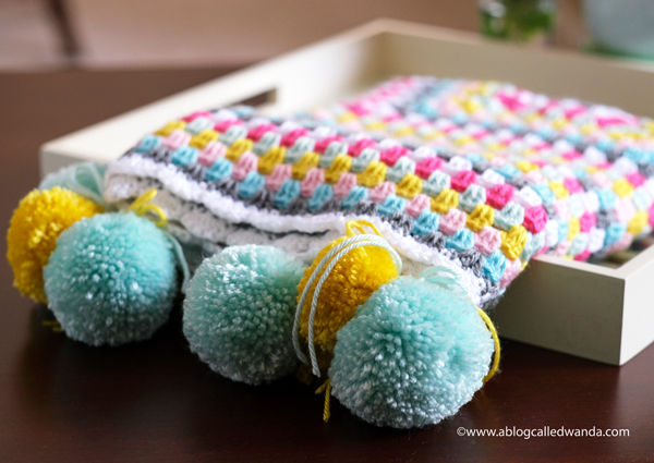 Granny square blanket. Caron Simply Soft Yarn. Scallop Border stitch crochet project by Wanda Guess