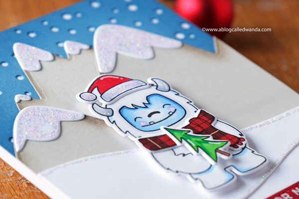 Hello Bluebird stamps and dies. Yeti or Not Christmas Card. Glacier Peaks dies. Handmade card ideas. Wanda Guess Hello Bluebird stamps and dies. Yeti or Not Christmas Card. Glacier Peaks dies. Handmade card ideas. Wanda Guess
