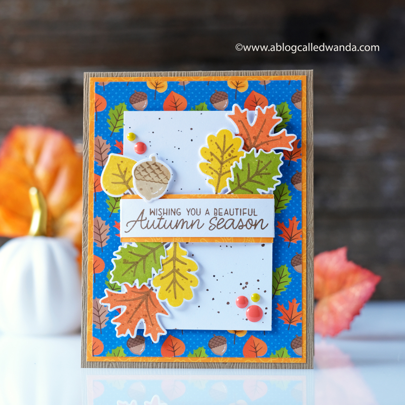 Sunny Studio stamps autumn leaves card. 