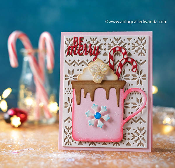 Elizabeth Craft Designs Hot Chocolate die set. Taylored Expressions Sweater Weather Die. Distress Inks. Cocoa Christmas Card. Card Ideas. Wanda Guess. Winter card