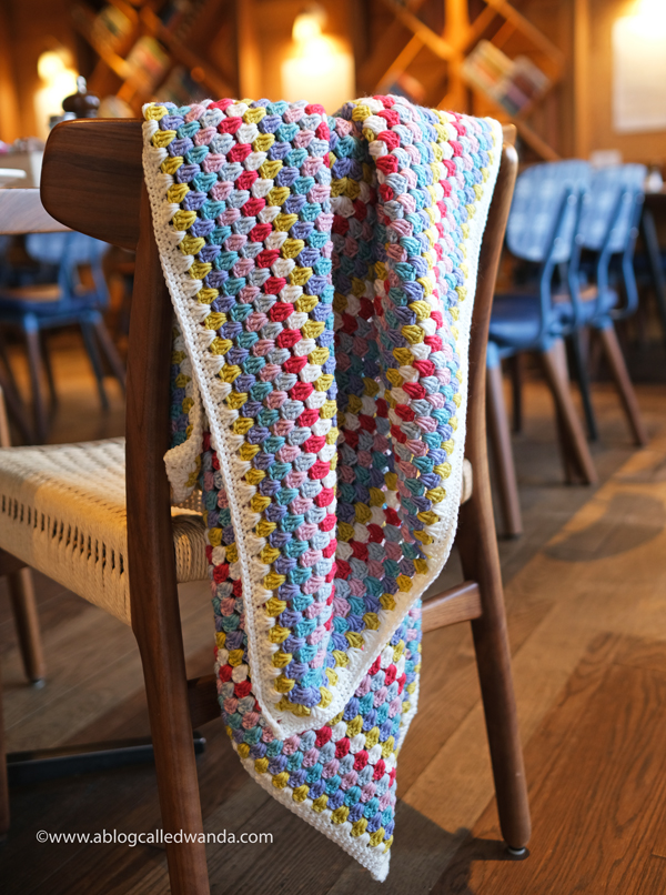 Granny Square Blanket. Debbie Bliss Rialto DK Merino Wool yarn. 4.0 hook. Beginner crochet project ideas. Wanda Guess, a blog called wanda, easy crochet, crochet blanket, lap blanket crochet, granny squares.