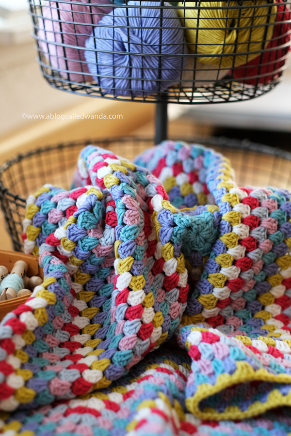 Granny Square Blanket. Debbie Bliss Rialto DK Merino Wool yarn. 4.0 hook. Beginner crochet project ideas. Wanda Guess