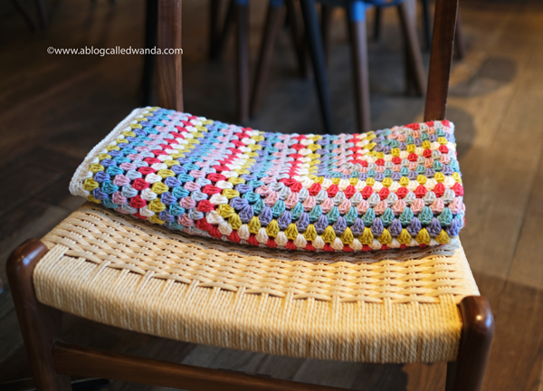 Granny Square Blanket. Debbie Bliss Rialto DK Merino Wool yarn. 4.0 hook. Beginner crochet project ideas. Wanda Guess