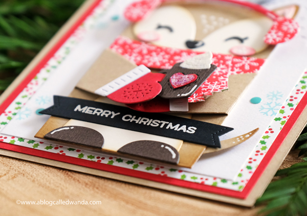Lawn Fawn Woodland Critter Huggers Deer Winter add-ons. Christmas card with Doodlebug papers. Wanda Guess