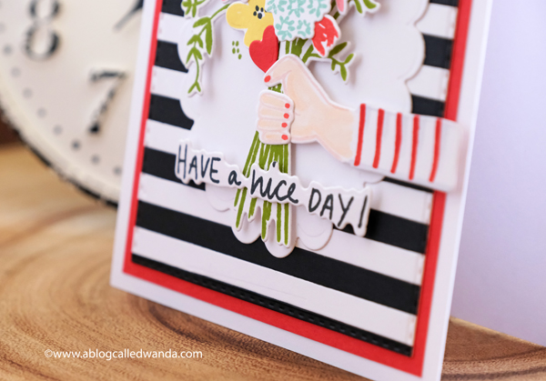 The Stamp Market Oh So Lovely and strips dies. Stamps and dies, handmade card. Floral bouquet. Card ideas by Wanda Guess