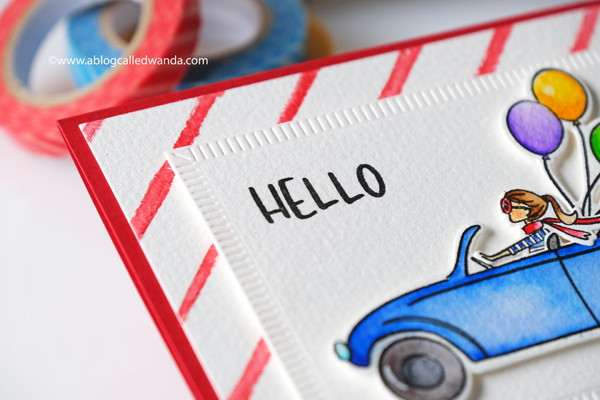 The Greetery New Release! Fresh Air Collection. Top Down Day stamps, Silver Lining Dies, Painterly Stripes background. Wanda Guess