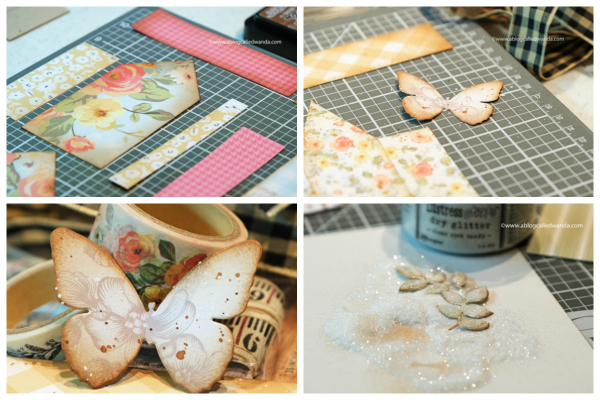 Tim Holtz Sizzix Tiny Houses dies. Bigz Dies. Distress Inks. Vintage Style crafting. Paper Houses. My Mind's Eye Gingham Gardens Collection. Florals. Wanda Guess. A Blog Called Wanda