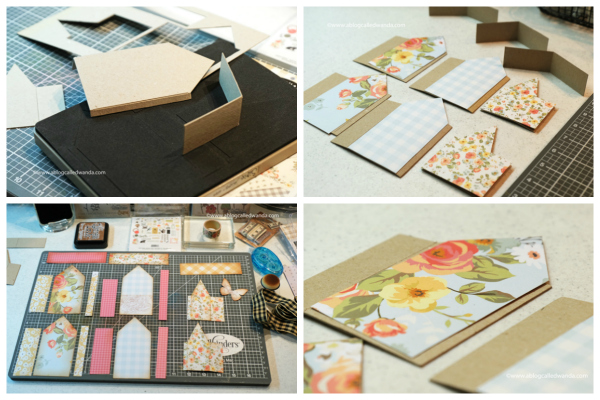 Tim Holtz Sizzix Tiny Houses dies. Bigz Dies. Distress Inks. Vintage Style crafting. Paper Houses. My Mind's Eye Gingham Gardens Collection. Florals. Wanda Guess. A Blog Called Wanda