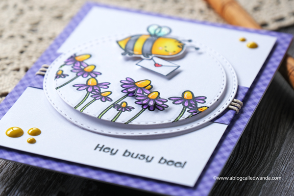Create a Smile stamps Best Bugs stamp set. Copic Coloring. Doodlebug gingham. A blog called wanda. CAS card ideas.
