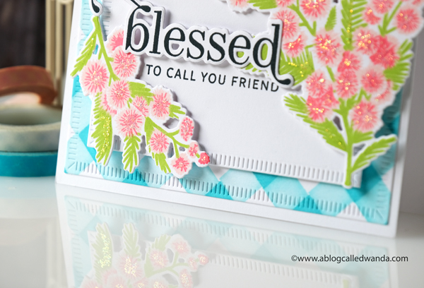 The Greetery new release fall 2020. Gathered Blessings release. Blessed blooms stamp set, square dance stencils, mimosa musings stamp set, layered stamping, card ideas, faith cards, crimped rectangles, The Greetery Design Team, Wanda Guess