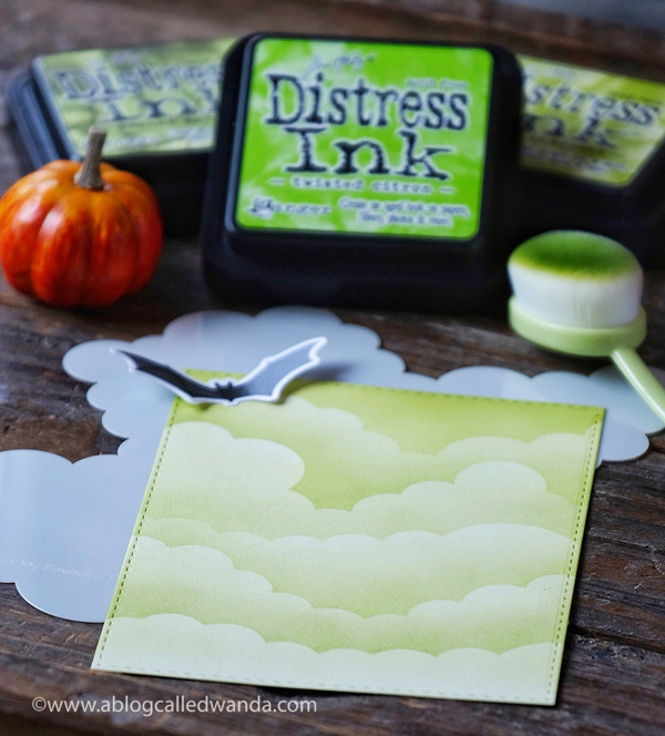 MFT Rolling Cloud Stencil and distress ink blending