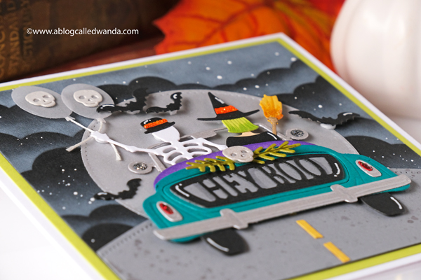 Spellbinders dies, New Spellbinders, Sunday Drive Dies, Sunday Drive Halloween Dies, Halloween Card, MFT cloud stencil, Handmade card, stamps and dies, Fun handmade halloween card, crafts, diy, wanda guess, A blog called wanda
