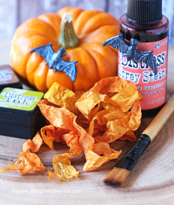 Tim Holtz distress ink ribbon for halloween Crackling Campfire