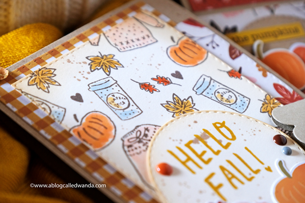 Simple Stories Cozy Days paper collection. Cards made with patterned paper and stamps. Fall and Autumn Card Ideas. Wanda Guess