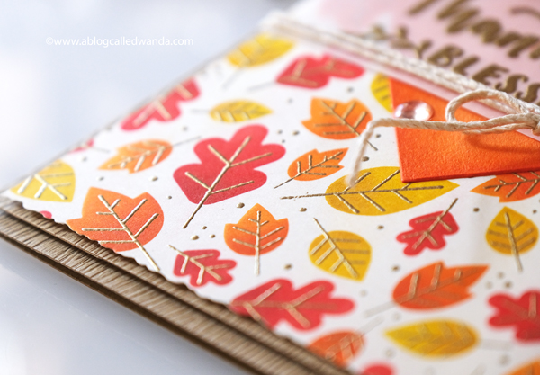 Taylored Expressions Fall Foliage Background, Taylored Expressions Handlettered stamps, stamping, die cutting, Thanksgiving card, Leaves, Stencils, Distress Inks, Blender Brushes, handmade card ideas, card layouts, Wanda Guess, A Blog Called Wanda