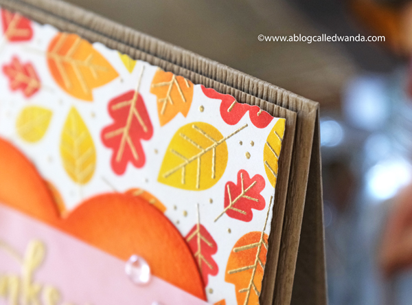 Taylored Expressions Fall Foliage Background, Taylored Expressions Handlettered stamps, stamping, die cutting, Thanksgiving card, Leaves, Stencils, Distress Inks, Blender Brushes, handmade card ideas, card layouts, Wanda Guess, A Blog Called Wanda