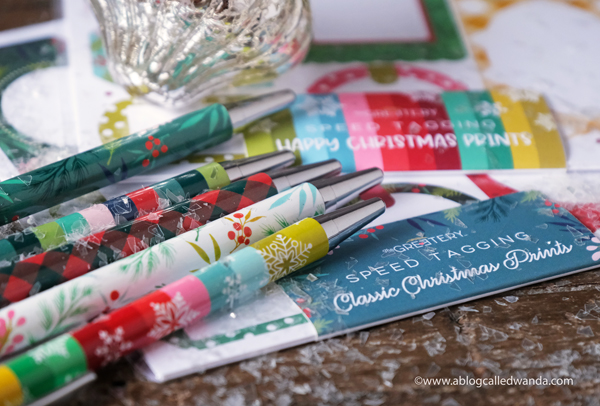 The Greetery Speed Tagging, Speed tagging paper, Christmas tags, pens, pretty pens, handmade christmas tags ideas, gift giving, handmade, Stamps and Dies from The Greetery, Wanda Guess