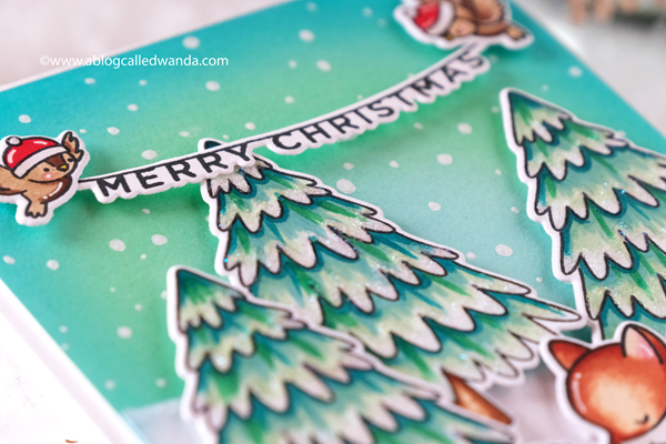 Hello Bluebird, Hello Bluebird stamps and dies, Christmas cards, Handmade Christmas cards, stamping, die cutting, Hello Bluebird Christmas Tree, copic markers, snowman, Hello Bluebird Pine Boughs dies, Hello Bluebird Cocoa Party stamps, Hello Bluebird Coffee Friends stamp set, Hello Bluebird Skating Together stamp set, Winter, DIY cards, Wanda Guess, A Blog Called Wanda