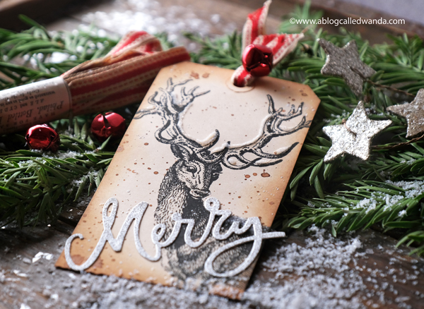 Tim Holtz, Christmas Tag, Sizzix, Handmade tags for Christmas, Vintage tags, Papercrafting, diy, crafts, stamping, die cutting, Make your own tags, Vintage crafting, wanda Guess, A Blog called Wanda