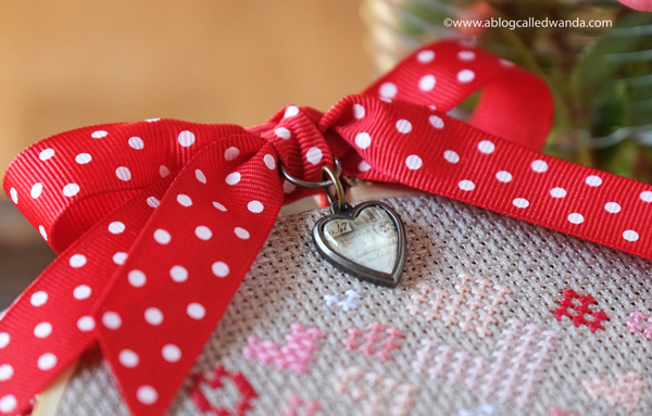 brenda gervais, with thy needle and thread, holiday hoopla, cupid, valentine's day, cross stitch, cross stiching finish, valentine's day crafts, cupid, handmade gifts, wanda guess, a blog called wanda