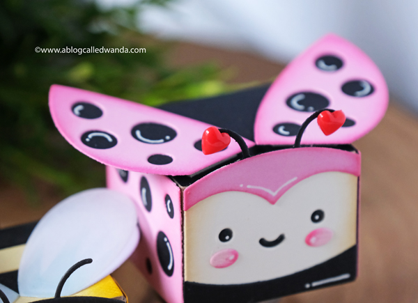lawn fawn, lawn fawn tiny gift box, lawn fawn gift box bee, lawn fawn gift box ladybug, treat boxes, stamps and dies, die cuts, ideas for party favors, candy treats, valentine treat ideas, handmade, paper crafts, valentine's day for kids, fun valentines, wanda guess, a blog called wanda