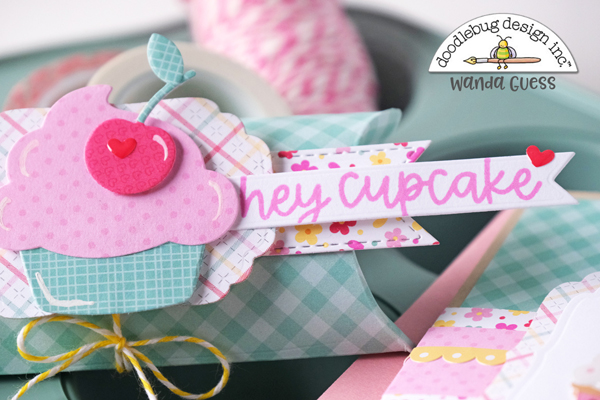 doodlebug design, doodlebug papers, doodlebug made with love collection, birthday card, gift card holder, handmade, pillow box punch board, doodlebug stamps and dies, cheerful birthday card, card ideas, stamping, die cutting, wanda guess, a blog called wanda