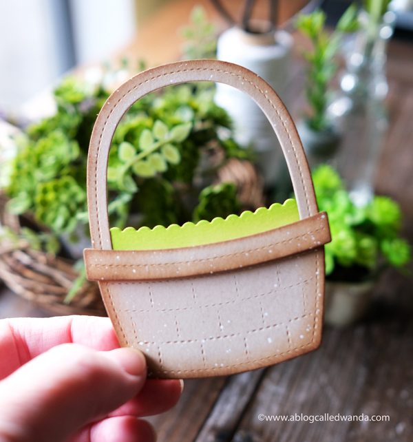 pretty pink posh, pretty pink posh new release, easter, spring, easter basket die, bunnies, watercolor, embossing, happy easter die, easter card ideas, copics, scallop frames, mijello, gingham, vellum, ppp instagram hop, wanda guess, a blog called wanda