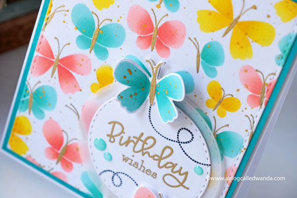 taylored expressions, taylored expressions card kit, butterfly wishes card kit, stamps, dies, butterfly stamp set, embossing, handmade cards, hand stamped cards, make your own cards, birthday card, stencils, ink blending, wanda guess, a blog called wanda