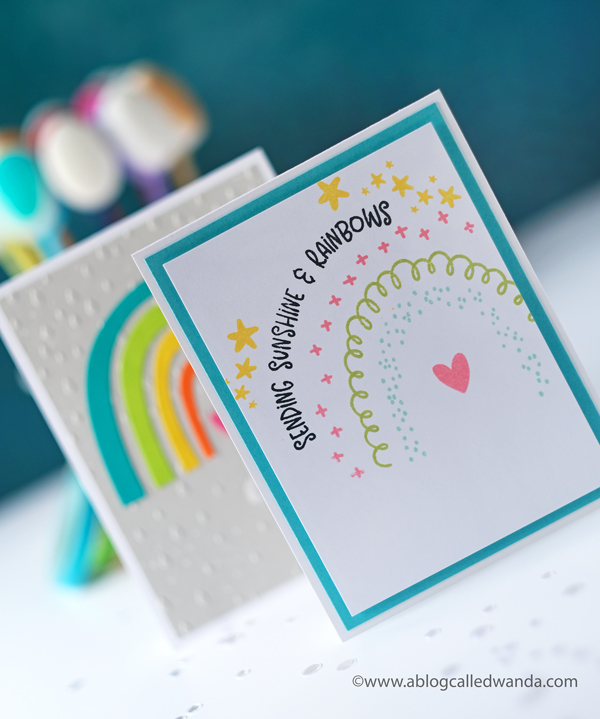 Taylored Expressions new card kit. Somewhere over the rainbow card kit. Rainbow stamps and dies. Handmade cards. Wanda Guess
