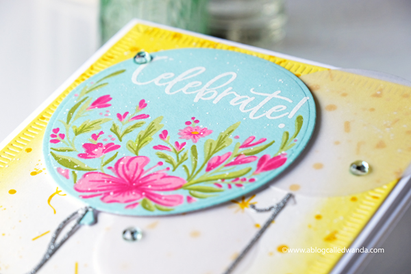 The Greetery Confetti Collection release. Balloon Bouquet stamps and dies. Ticker Tape Background stamp, ink blending, Greetery Design Team Wanda Guess