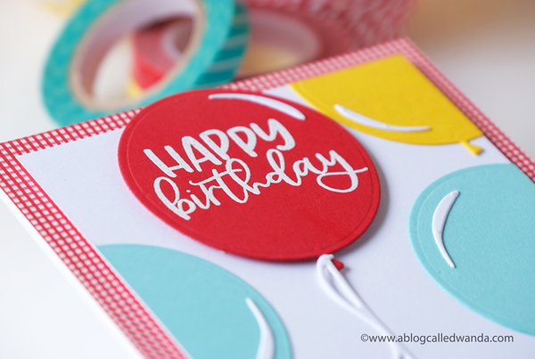 The Greetery new release. Balloon Bouquet, Balloon Dies, gingham, embossing, birthday card ideas, Big Balloons Dies. The Greetery Design Team Wanda Guess