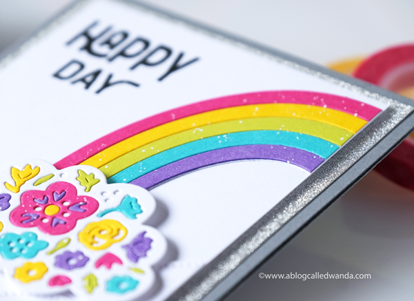 The Greetery New Release. Think Happy stamps and dies, Rainbow dies, clouds dies. Happy cards. The Greetery Design Team Wanda Guess